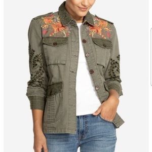 Johnny Was Workshop Violette Eyelet Embroidered Military Jacket